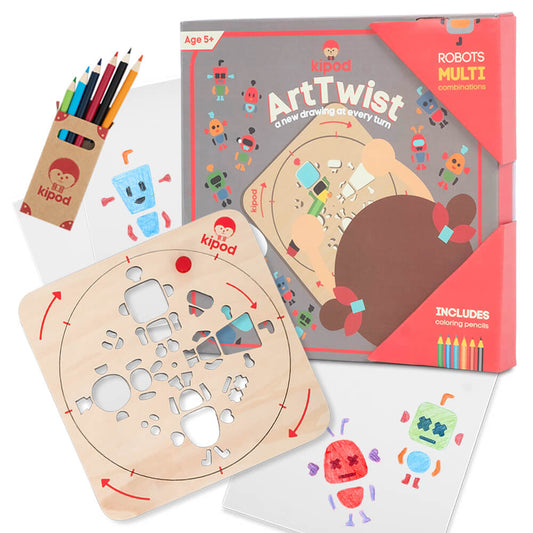 ArTwist-Robots Wooden Stencil Drawing Set
