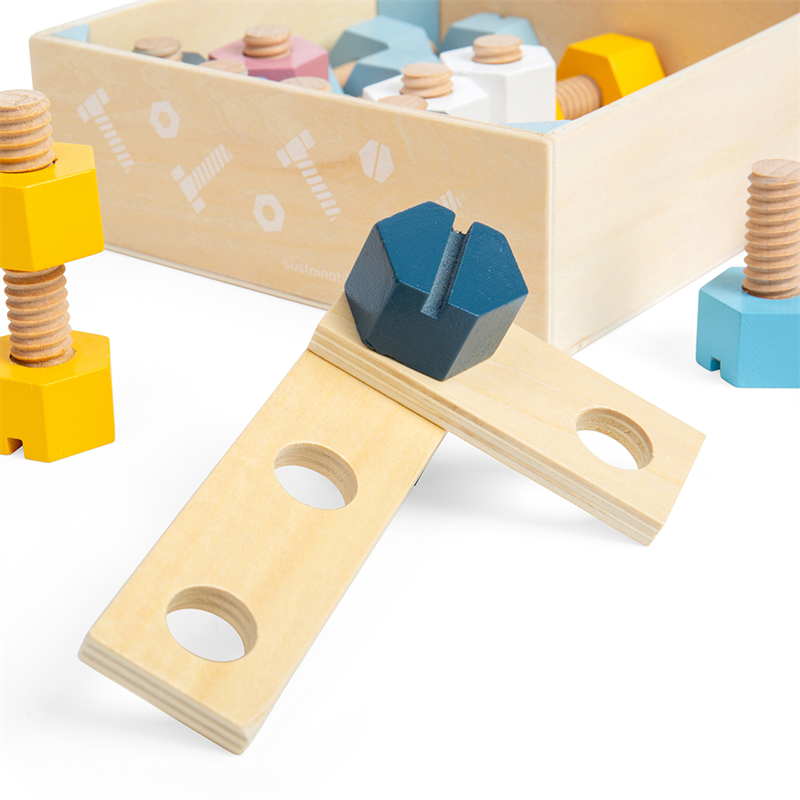 Bigjigs Wooden Crate Nuts and Bolts