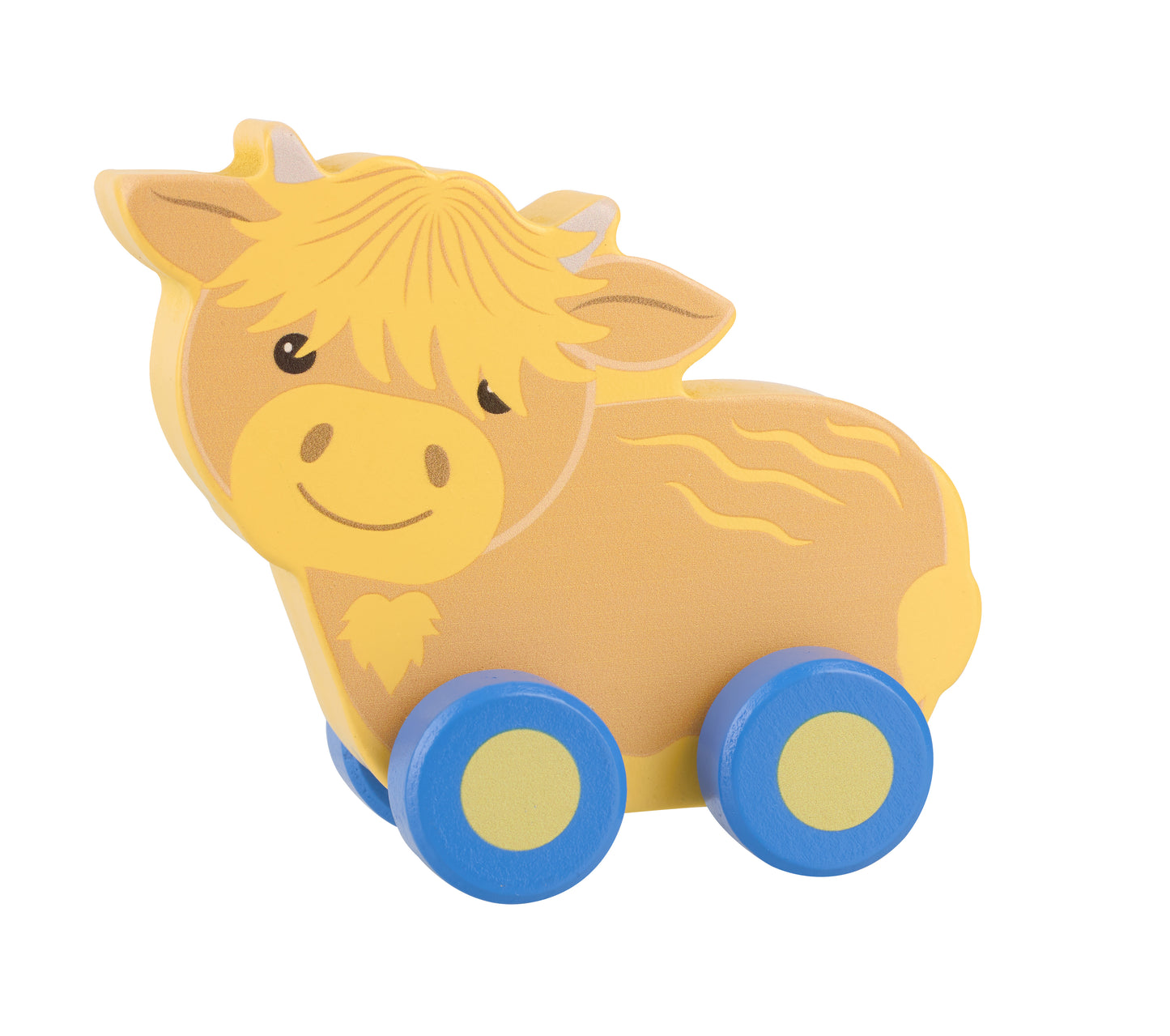 Highland Cow Wooden Push Along by Orange Tree Toys