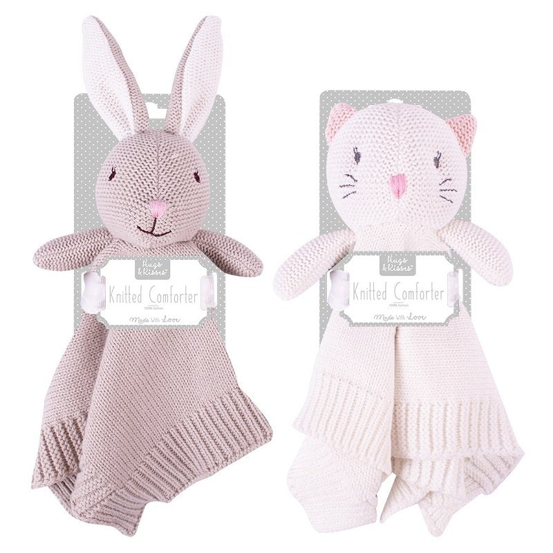 Knitted Bunny and Cat Baby Comforter