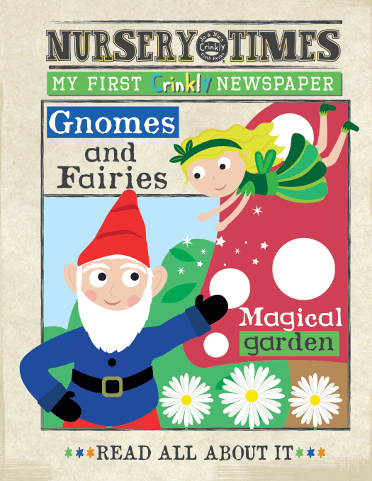 Fairies & Gnomes Nursery Times Crinkly Newspaper