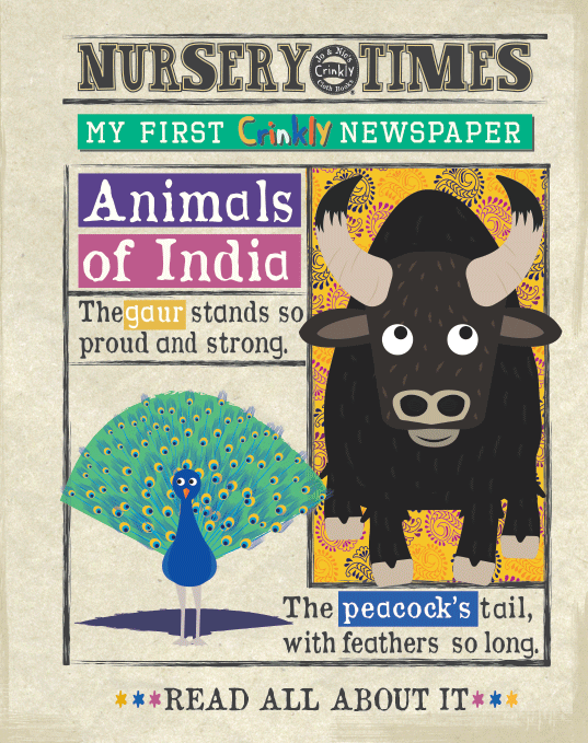 Indian Animals Nursery Times Crinkly Newspaper