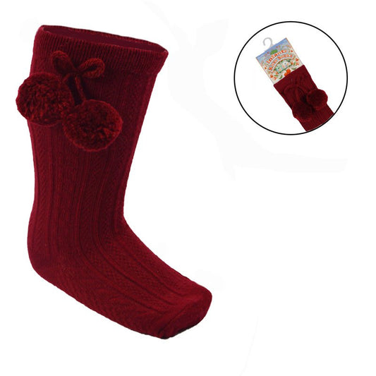 Burgundy Knee Length Baby Socks