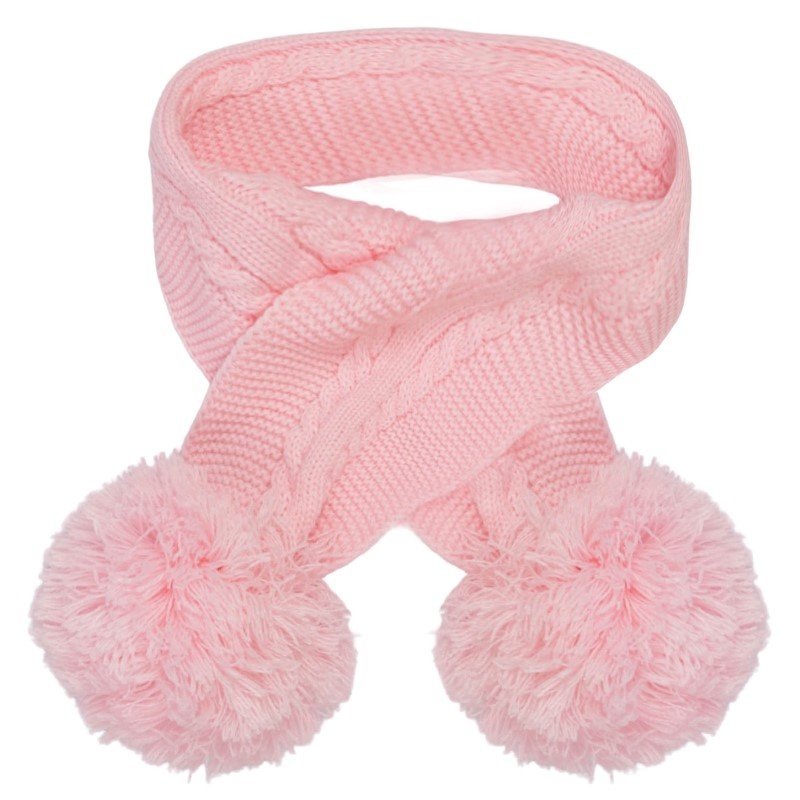 Pink Cable Knit Children's Pom Pom Scarf