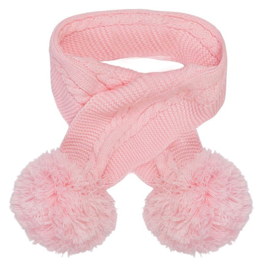 Pink Cable Knit Children's Pom Pom Scarf
