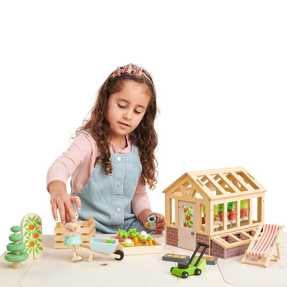 Tenderleaf Toys Wooden Greenhouse & Garden Set