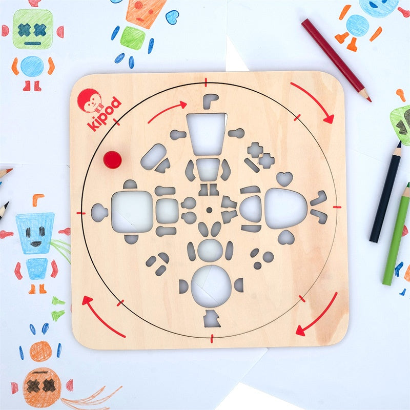 ArTwist-Robots Wooden Stencil Drawing Set