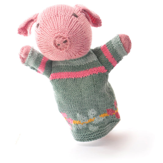 Chunki Chilli Knitted Pig Pocket Puppet and Baby