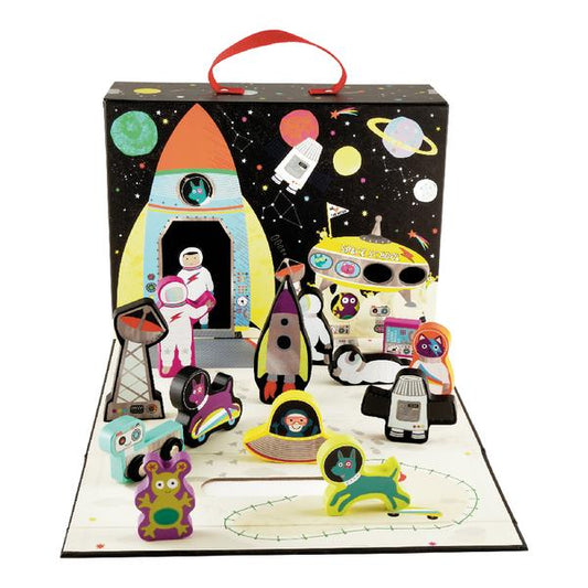 Wooden Space Scene Piece Play Box